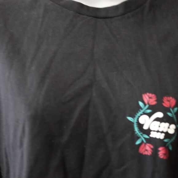 Vans Cropped Long Sleeve Spellout Tee | Small Rose Raw Edge DIY - Picture 3 of 9